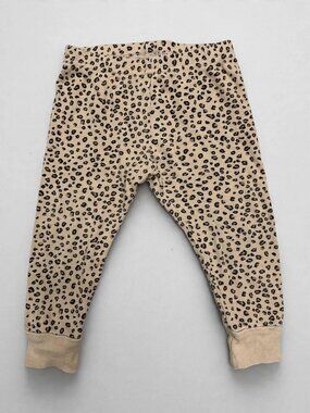 Tan Leopard Print Baby Leggings 12M Cuffed Ankles Toddler